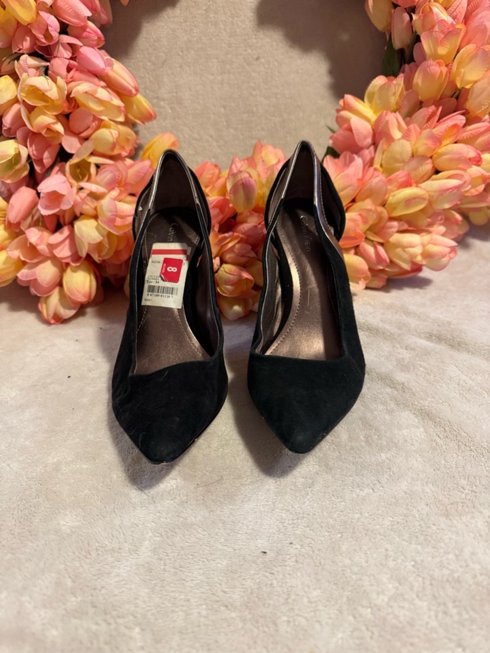 Calvin Klein Black Suede Pointed-Toe Pumps